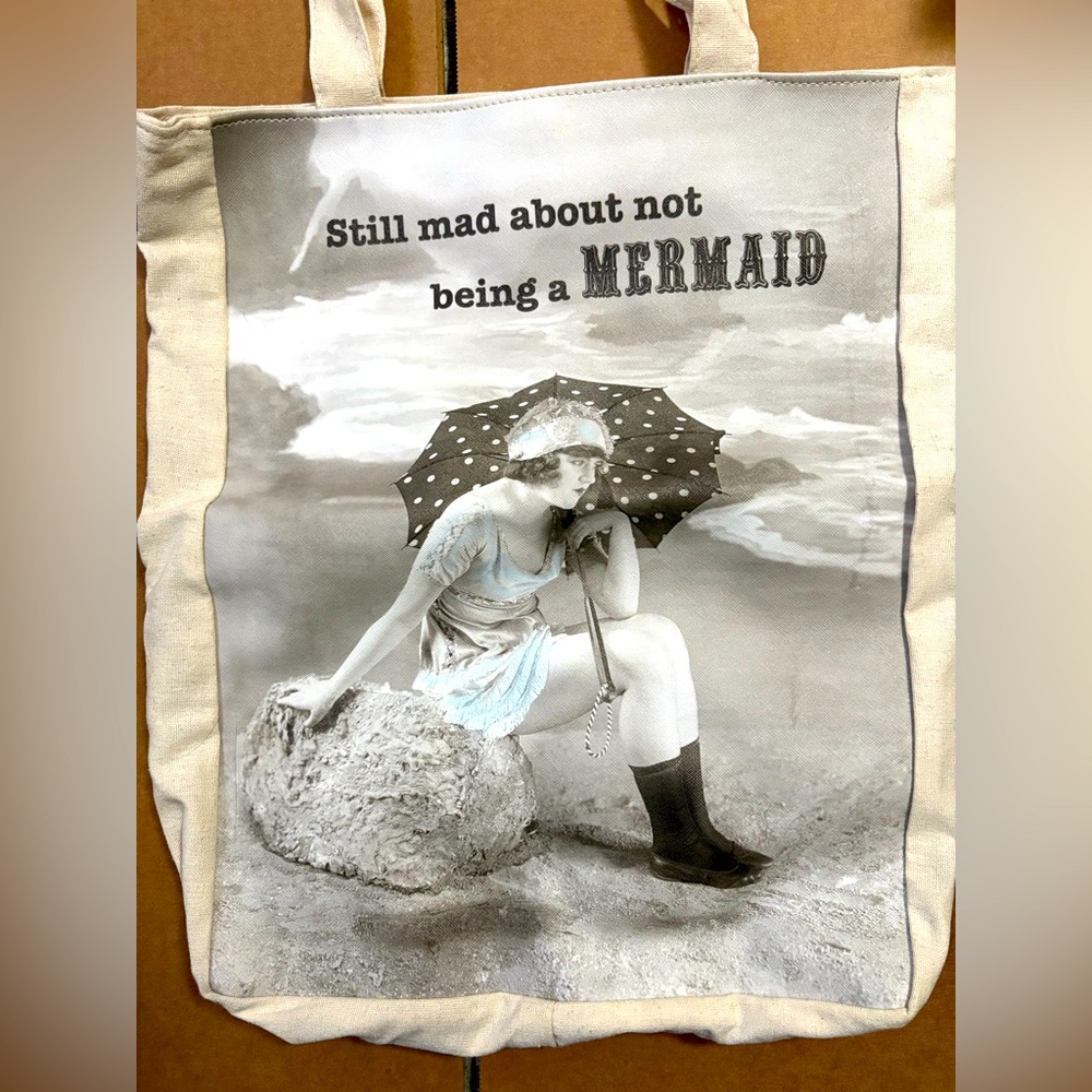 Still Mad About Not Being a Mermaid Canvas Tote & Matching Drawstring Pouch